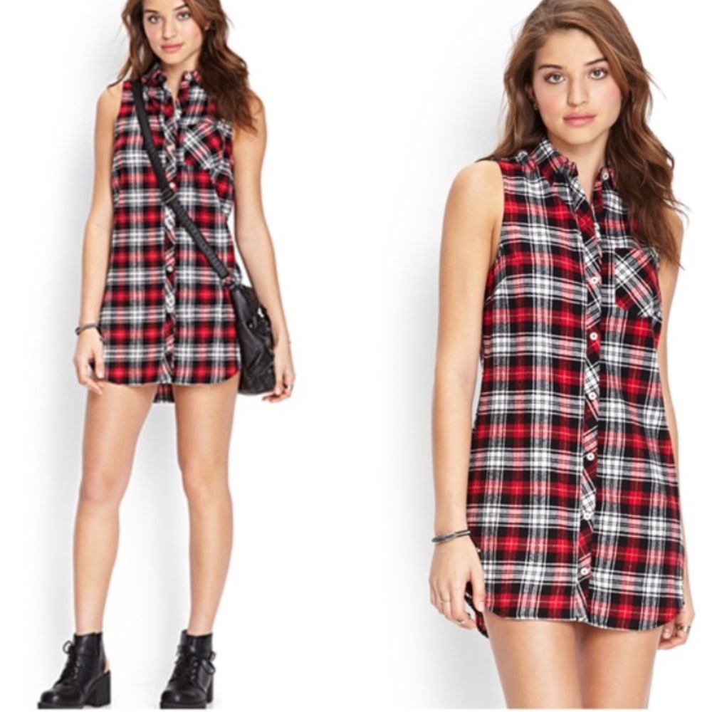 Flannel Tank Dress/Long Top